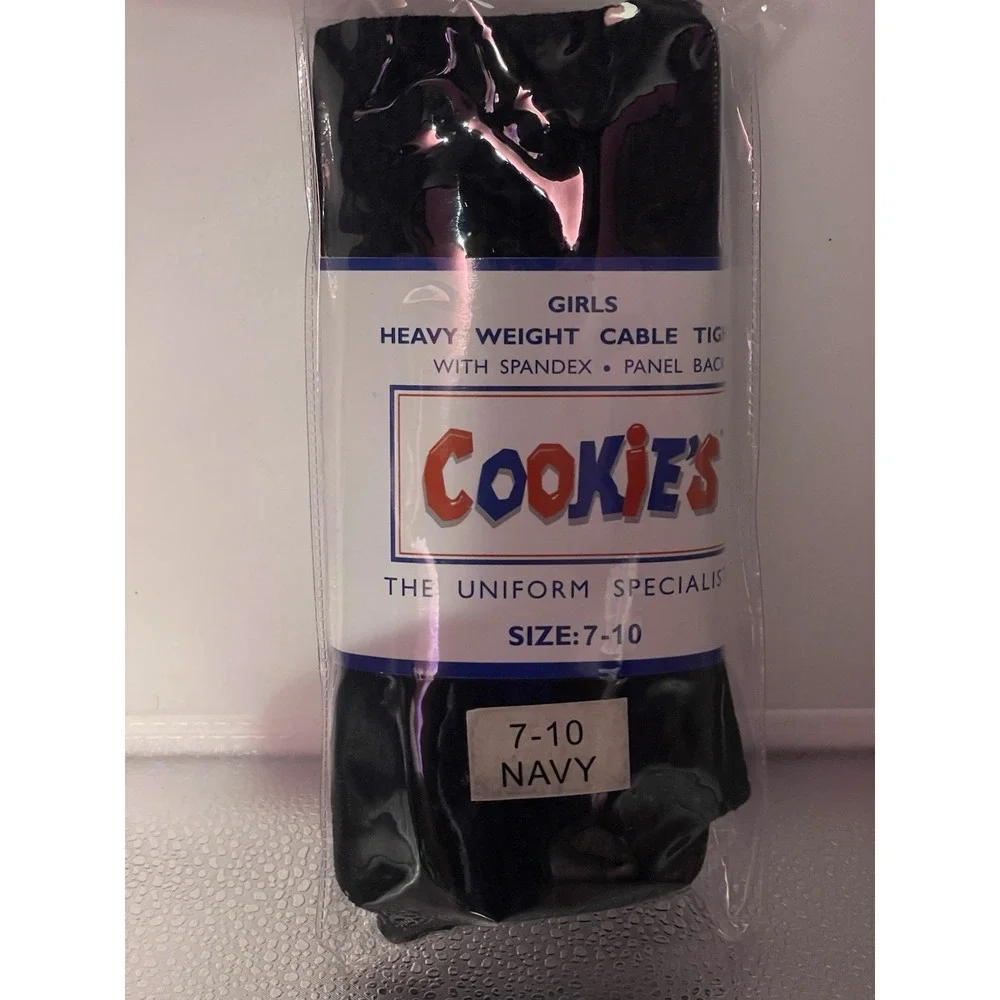 Cookies Girls Size 7-10 Navy Heavyweight Cable‎ Knit Tights 1 Pair NWT